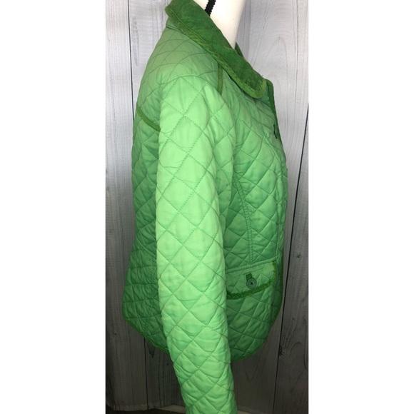 Boden Quilted Button Down Jacket Corduroy Trim Green Sz 6 - Picture 4 of 12